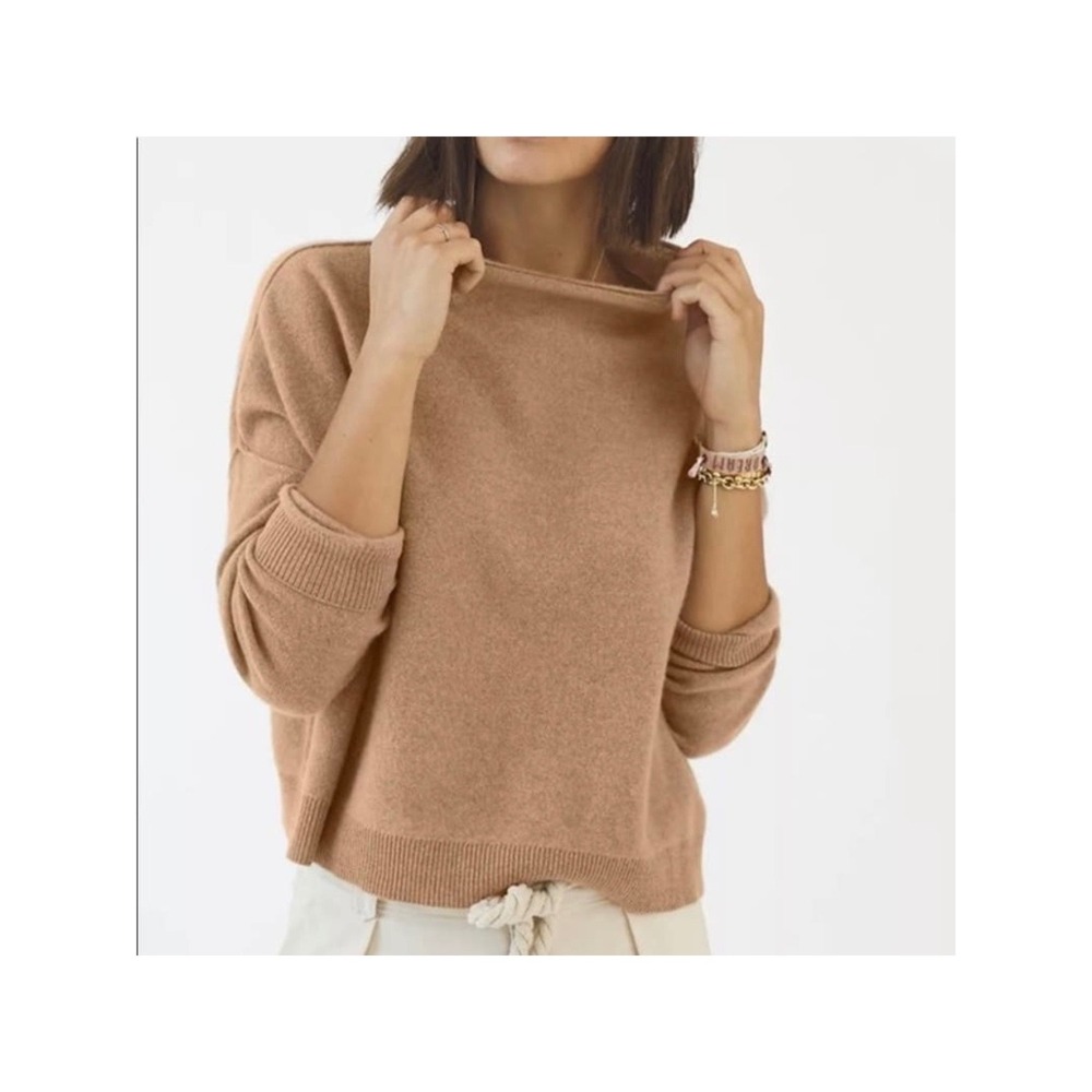 Anthropologie Pilcro 100% cashmere mock neck sweater Size S caramel camel neutra